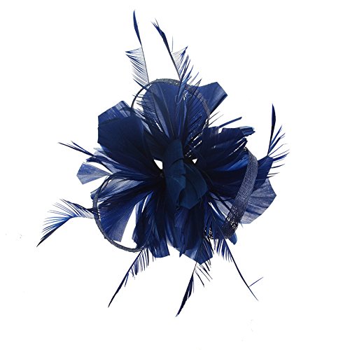 CHUANGLI Feather Headware Fascinator Hair Clip Plume Pillbox Cocktail Derby Hat Hair accessories Navy Blue