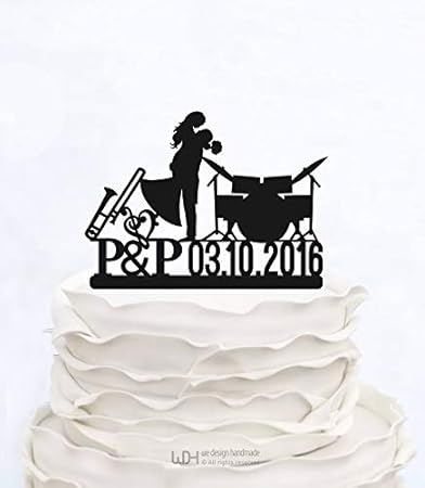 Music Note Cake Topper Drum Cake Topper With Date Wedding Cake