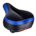 TONBUX Comfortable Bicycle Seat, Bike Seat Replacement with Dual Shock Absorbing Ball Wide Bike Seat Memory Foam Bicycle Seat with Mounting Wrench (Blue)