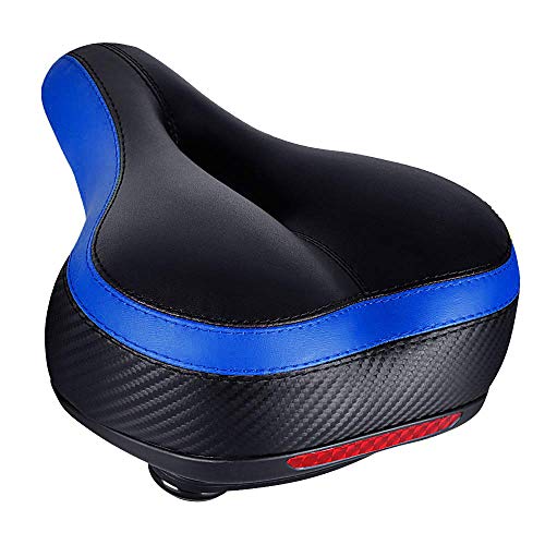 Bike Seat – TONBUX Oversized Bike Seat, Replacement Bicycle Seat – Taillight Reflective Tape Dual Shock Absorbing Ball Wide Gel Bicycle Saddle with Mounting Wrench