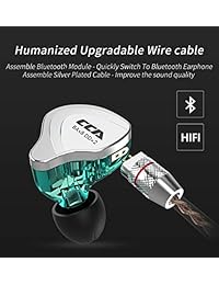 CCA C10 Cinco controladores híbridos en los monitores de oreja en cada lado, HiFi 4BA 1DD auriculares de alta resolución con conector de 0.138 in chapado en oro cable desmontable 2 pines 0.030 in auriculares con cable