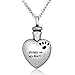 LuckyJewelry Pet Memorial Urn Necklace Dog Cat Paw on My Heart Cremation Ashes Necklaces