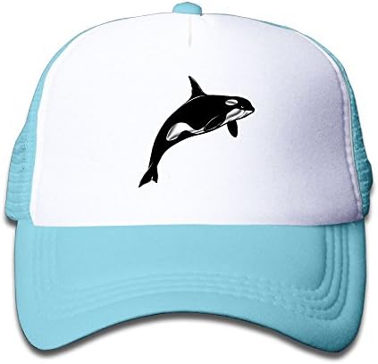 Free Killer Whale Orca Grampus Mesh Hat Trucker Style Outdoor Sports Baseball Cap With Adjustable Snapback Strap For Kid's SkyBlue One Size