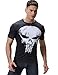 Red Plume Men's Film Super-Hero Skull Logo Sports Shirt Running Party Short Sleeve Tee (L)