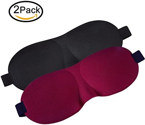 Eye Mask for Sleeping Sleep Mask Light Blocking 3D Contoured Shape Lightweight &amp; Comfortable Sleeping Mask for Men Women Kids 2 Pack (Black &amp; Red)