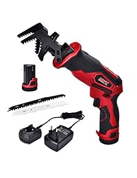 Sierra recíproca inalámbrica MPT 12V con batería de ión de litio de 2000Mah y cargador rápido, velocidad variable de mordaza de sujeción y dos hojas de sierra UMCRS1230