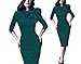 Women's 1950s Retro 3/4 Sleeve Bow Cocktail Party Evening Dress Work Pencil Dress Green X-Large