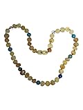 Baltic Amber Necklace for Kids and Teens- 15 inches – Boost Immune System - for Ages 4-16 – Natural Pain Relief- Certified (Lemon Blue/Green)
