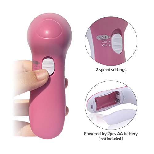 7 in 1 Facial Cleansing Brush,Uni-Right Electric Waterproof Face Cleaner Scrubber Multifunction Body Skin Care SPA Massager Exfoliator for Acne, Blackheads and Dead Skin Removal (Pink) - Thumbnail 5
