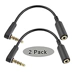 Seadream 2PACK 6 inch 4-Pole 3.5mm Male Right Angle to 3.5mm Female Stereo Audio Cable Headset Extension Cable Replacement for Beats Dr. Dre Studio iPhone,M to F Audio Cable