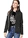 Allegra K Women's Long Sleeves Zippered Pockets Padded Quilted Jacket XS Black