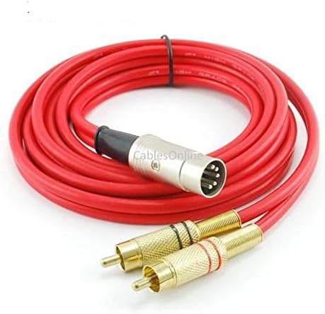 US Cable 6Ft Ultra Flexible Red Jacket Bang & Olufsen 5-Pin Din Male to 2 RCA Male Ultra Flex Red Audio Cable