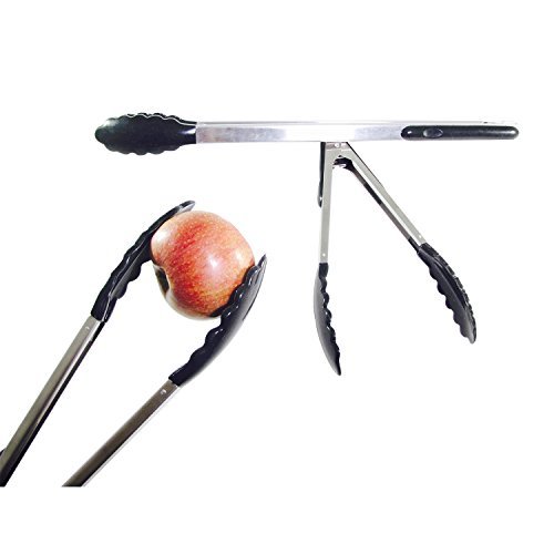 Prepology 3-piece BBQ Kitchen Tong Set with Silicone Accents and Locking Feature Black