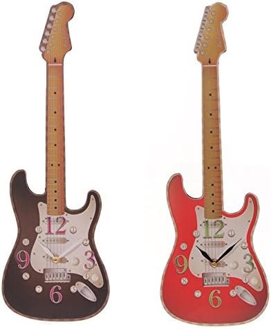 Egg n Chips London - Fun Novelty Rock Guitar Shaped Wall Clock Red