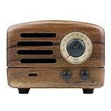 Muzen Portable Wireless High Definition Audio FM Radio & Bluetooth Speaker, Hand Crafted Walnut Wood, Travel Case Included - Classic Vintage Retro Design