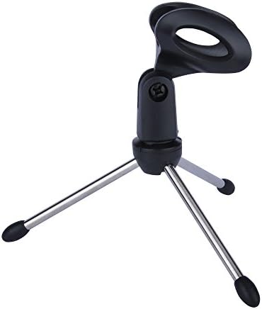 Adjustable Microphone Desk Stand, Foldable Desktop Microphone Holder Bracket with Mic Clip for Home Recording, Podcasts, Broadcasts, Live Interviews