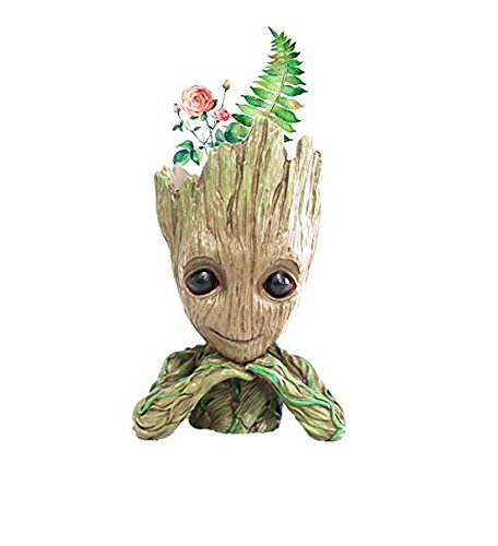 Pinsjar 15cm Kawaii Polyresin Flowerpot Tree Baby Groot Succulent Planter Cute Green Plants Flower Pot with Hole Pen Pot Best New Year Gifts For Kids