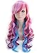 Long Curly Multi Color Rainbow Wig Halloween Anime Cosplay Wigs for Women Girls 24 Inches Long Wavy Heat Resistant Colored Cosplay Costume Lolita Wigs