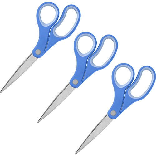 Sparco Bent Scissors 8" Overall Length - Stainless Steel - Blue - 3/Bundle (39043BD)