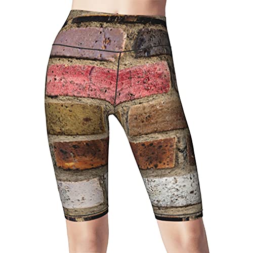 Inaayayi Hoge taille Yoga Shorts metselwerk textuur oude bakstenen stenen stenen metselwerk vrouwen fiets shorts yoga… - Image 4