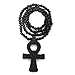 Baoyi Jewelry New ANKH Cross Wooden Bead Chain Hip-hop Pendant Piece Bead Chain Necklace for Men (ANKH Cross Black)