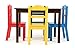 Tot Tutors Kids Wood Table & 4 Chair Set, Red/Blue/Green/Yellow, Espresso/Primary