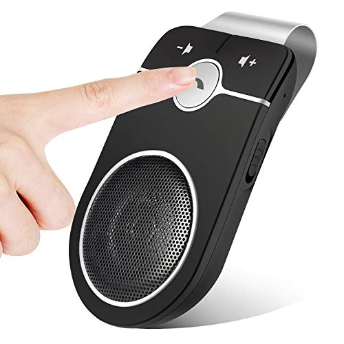 Car Hands Free Bluetooth for Cell Phone, Bluetooth 5.0 Handsfree Loud Speakerphone, Siri Google Assistant Support, Sun Visor Clip Wireless Music Player, Support Two Phone Connect - Thumbnail 4