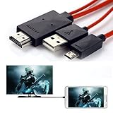 Keklle 6.5 Feet 11 Pin Micro USB to HDMI Adapter Cable 1080P HDTV for Samsung Galaxy S5, S4, S3, Note 3, Note 2, Galaxy Tab 3 8.0, Tab 3 10.1, Tab Pro, Galaxy Note 8, Note Pro 12.2 (NOT for Tab 3 7)