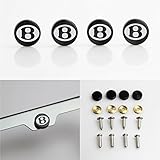 Circle Cool Set of 4 Fit Bentley Logo Laser Engraved Black Aluminum Metal Cap Stainless Steel Screw for Car License Plate Frame