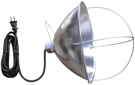 US Wire 30010 BROODER/HEAT LAMP, Socket for 250W use, Aluminum Reflector with Wire,Cage, 6' - SJT Wire Cord, With or Without Clamp. 18/2 Gauge 10" Length