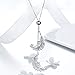 BAMOER Sterling Silver Adjustble Feather Necklace Angel Feather Pendant Long Chain Necklace Women Girl Gift