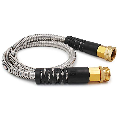 3 Feet Metal Garden Hose, Short Connector Hose (SS Female to Male