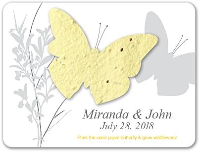 Bloomin Plantable Butterfly Wedding Favor with Seed Paper - Light Yellow (25 Card Set)