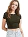 SweatyRocks Women's Basic Short Sleeve Scoop Neck Crop Top Green M