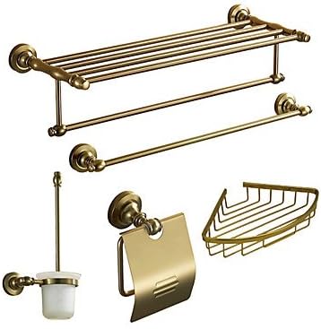 Bath Accessory Set, Antique 5 Piece Gold Anodizing Aluminum Hardware Set