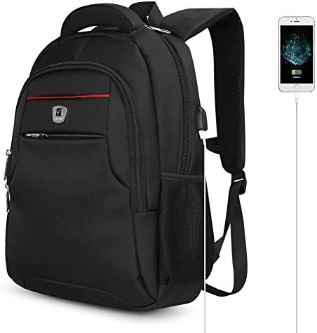 Catesigo 15.6" nylon Laptop Backpack College School Bag Computer Rucksack with USB Port for Charging Electronic Devices