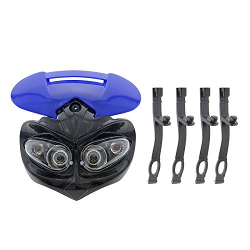 ZYHW Motorcycle Street Fighter Black Headlight Fairing Light Lamp Yellow Amber Color (Blue) - Thumbnail 3