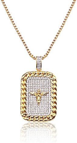 VANAXIN Platinum and 14k Gold Plated Pendant Necklace Baby Angel Wings Cherub for Punk Men Women 31’’