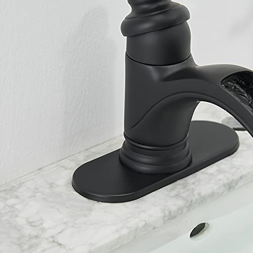 Homevacious Bathroom Faucet Matte Black Waterfall Single Hole Farmhouse