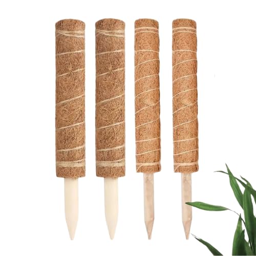 Garden Mile Tall Moss Pole Set of 4 - Stackable Coconut Coir Support for Indoor Climbing Plants, Monstera, Pothos & Houseplants Growth, Eco-Friendly Durable Plant Stakes