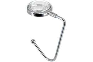 TANOSII Purse Hook Mental Clutch Holder Handbag Rhinestone Hanger for Table Desk 1 Pack White