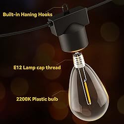 MOFFE 50FT Outdoor String Lights with 16 S14 Edison