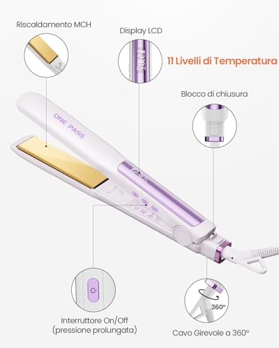 Faszin Professional Titanium Hair Straightener 30 mm 2 in 1 | Fast heating 20s, ionic anti-frizz technology, NTC sensor, dual voltage, ideal for thick hair or on the go