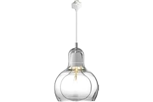 Kiven H-Series Track Lighting Kitchen Pendant Light Clear Glass Shade Industrial Hanging Lamp,Total Length 24 Inches-1 Light