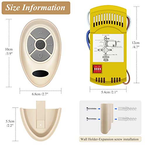 Ceiling Fan Remote Control Kit for Harbor Breeze, 35T Universal Fan Remote and Receiver, 3-Speed Ceiling Fan with Dimmer, Replace FAN-53T FAN-11T Fan-HD L3HFAN35T FAN-35T L3HFAN35T1 FAN-35T1…