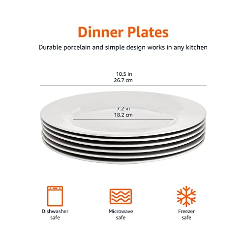 Amazon Basics 6Piece White Dinner Plate Set, 10.5 inches Pricepulse