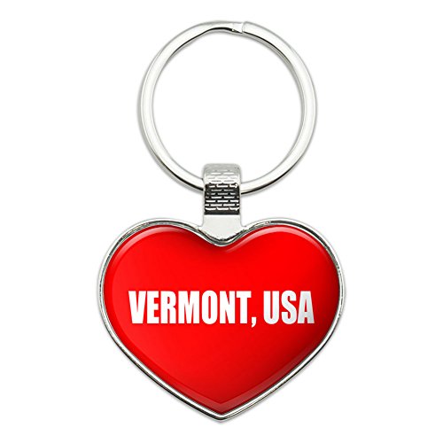 Graphics and More Metal Keychain Key Chain Ring I Love Heart State in USA - Vermont USA