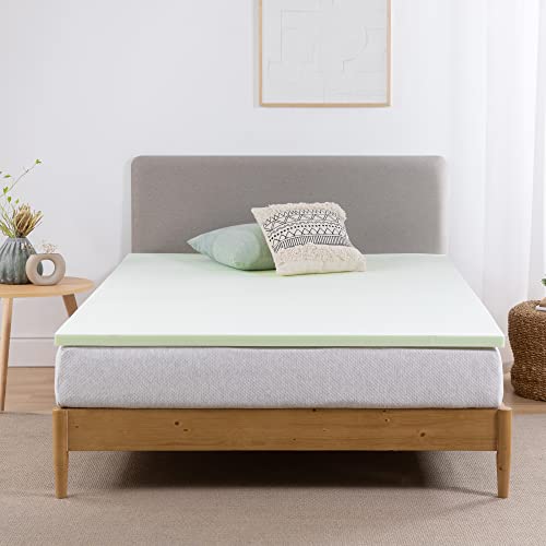 ZINUS 1.5/3/4inch Green Tea Memory Foam Mattress Topper, Pressure