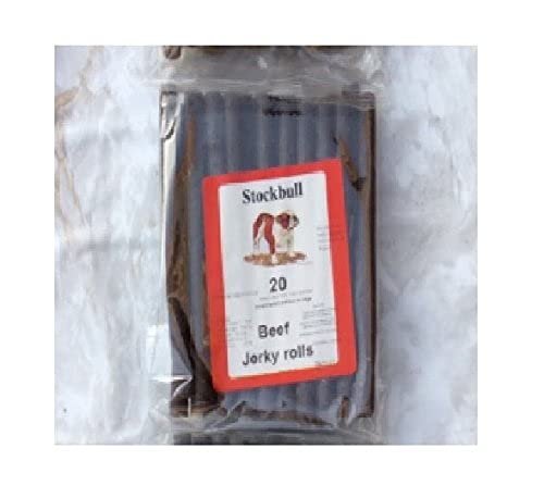 STOCKBULL BEEF JERKY ROLLS X 20 PER PACK – TRAINING – DOG TREAT – 1, 3 OR 6 PACKS (3 PACKS)