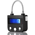 99 Hours Max Timing Lock - Flexible Braided Steel Cable Time Out Padlock with LCD Display (Black)